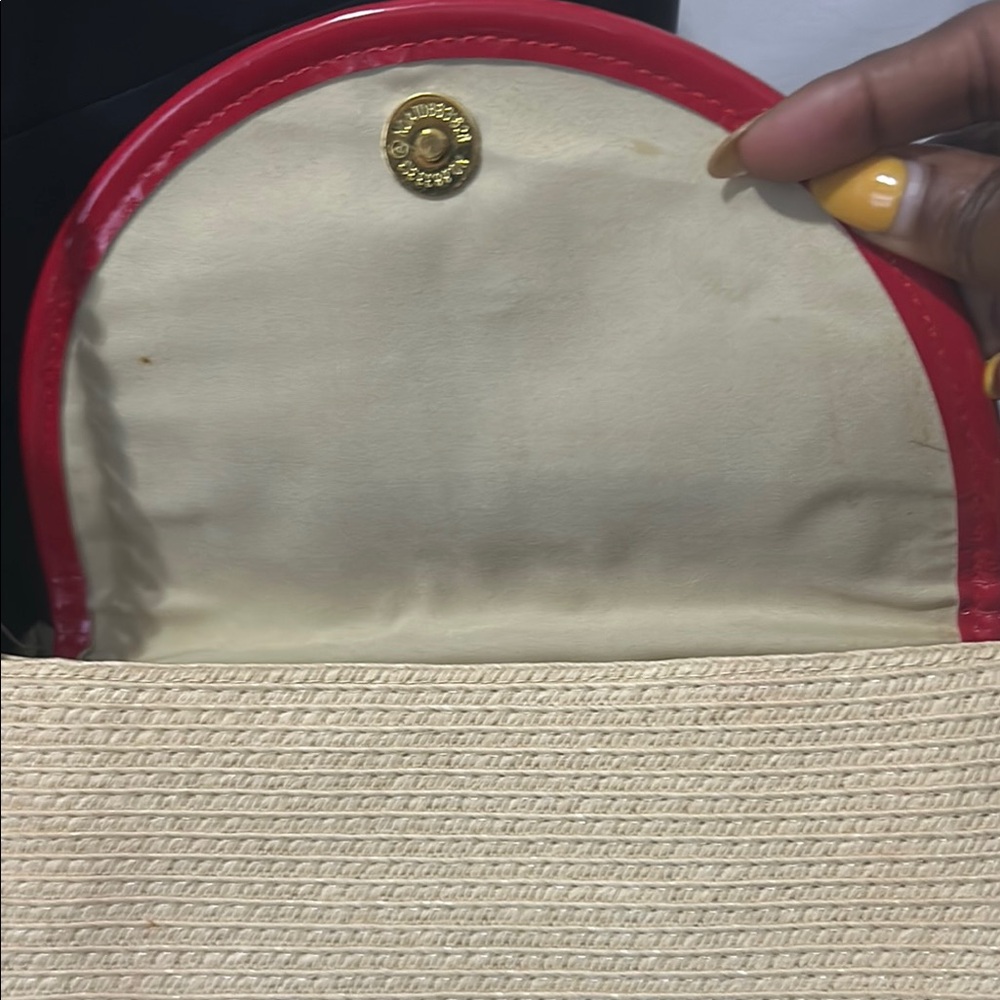 NWT Magid Elegant Beige and Red Women's Straw Summer Bag - Picture 3 of 7